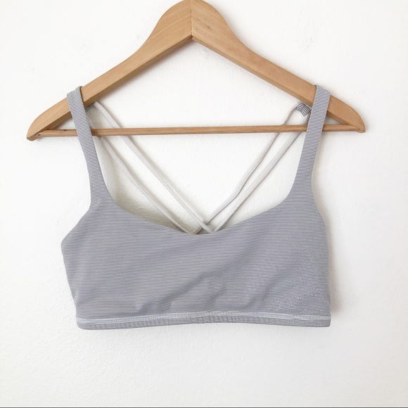 lululemon athletica Other - Lululemon Cross Back Strappy Gray Striped Yoga Bra